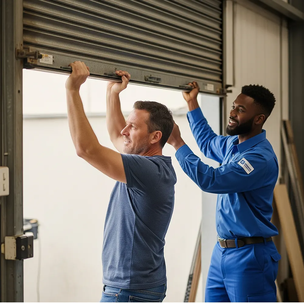 Automatizar puerta enrollable local Barcelona motorización comercial automatismos puertas SOMFY profesional instalación garantía comodidad funcionalidad - Motorización de puertas enrollables Sant Josep