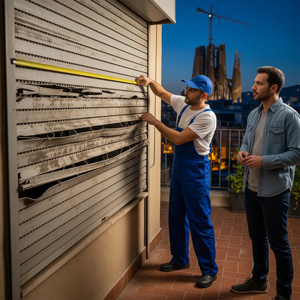 Instalación persiana nueva Barcelona Persianas Sant Josep cambio persiana antigua por nueva medición ventana balcón terraza domicilio - Reparación de persianas domésticas Sant Josep