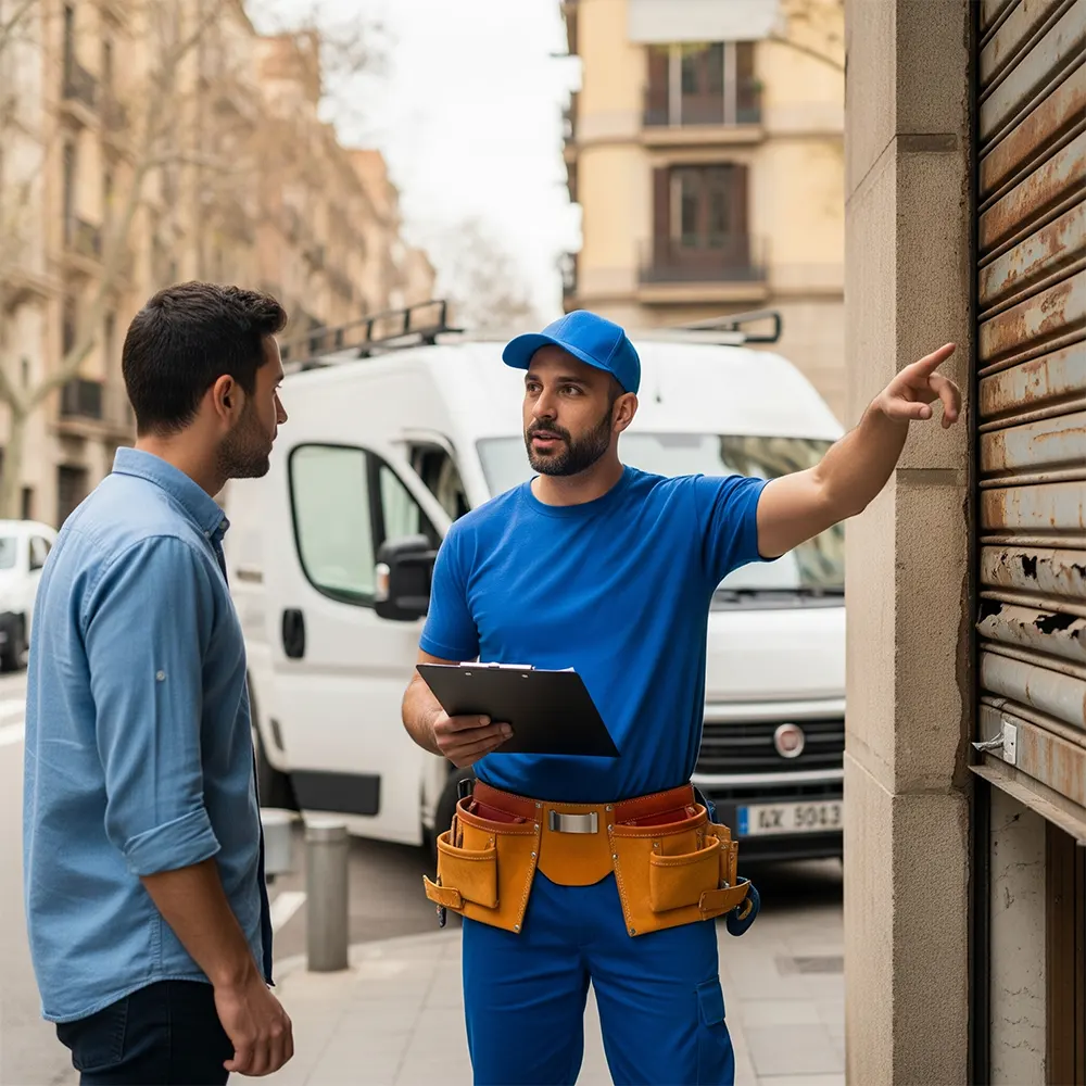 Mantenimiento puerta enrollable Barcelona Persianas Sant Josep revisión preventiva garaje engrase motor limpieza guías servicio anual - Reparación de puertas enrollables Sant Josep