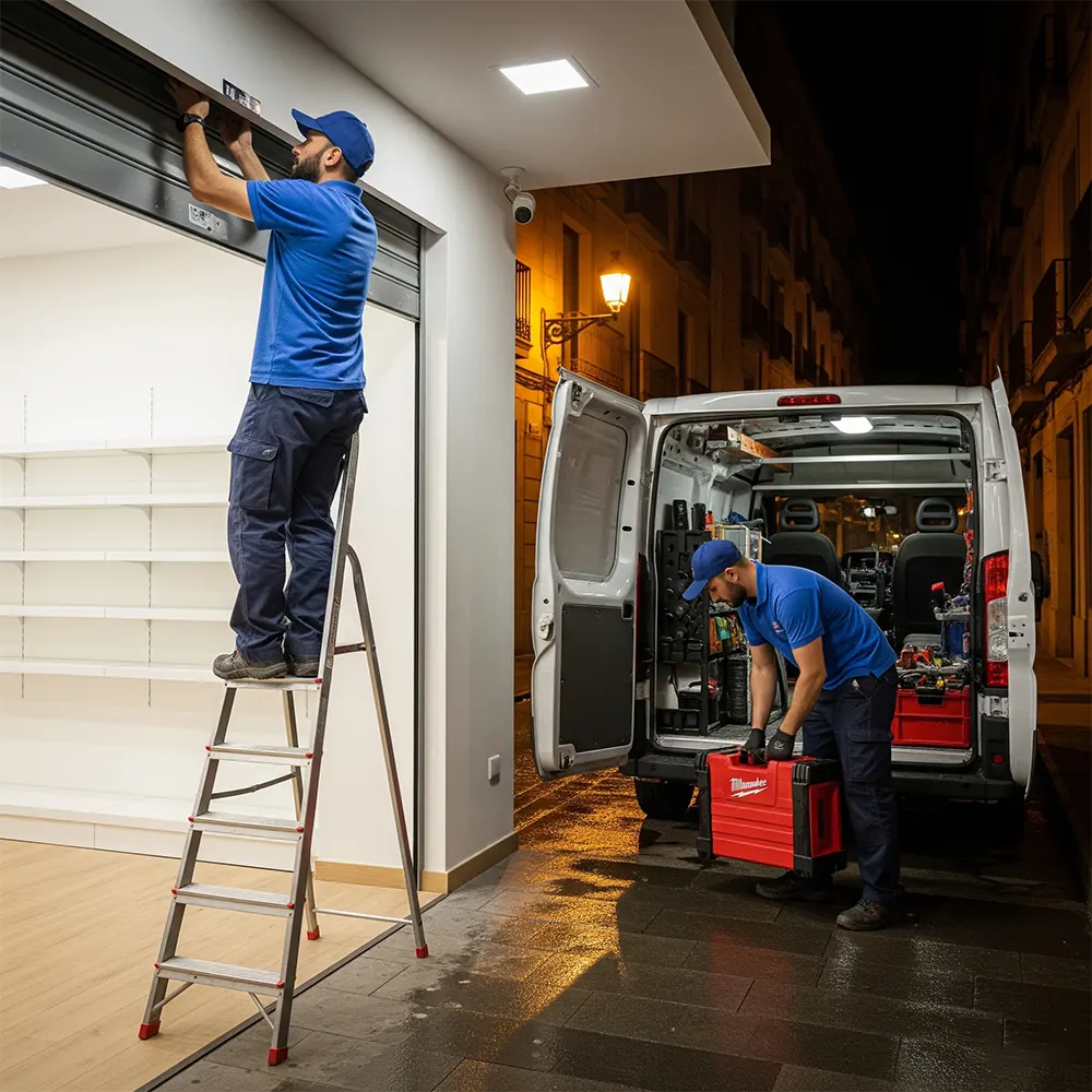 Montaje puertas enrollables Barcelona Persianas Sant Josep servicio técnico especializado puertas automáticas locales comerciales naves industriales - Instalación de puertas enrollables Sant Josep
