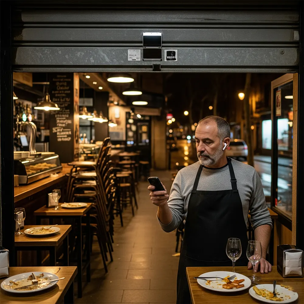 Motorización puerta enrollable local Barcelona Persianas Sant Josep automatizar cierre comercial mando distancia apertura automática negocio - Motorización de puertas enrollables Sant Josep