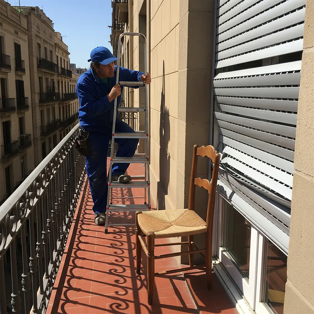 Persiana rota doblada Barcelona Persianas Sant Josep reparación lama doblada cambiar persiana rota viento golpe domicilio - Reparación de persianas domésticas Sant Josep