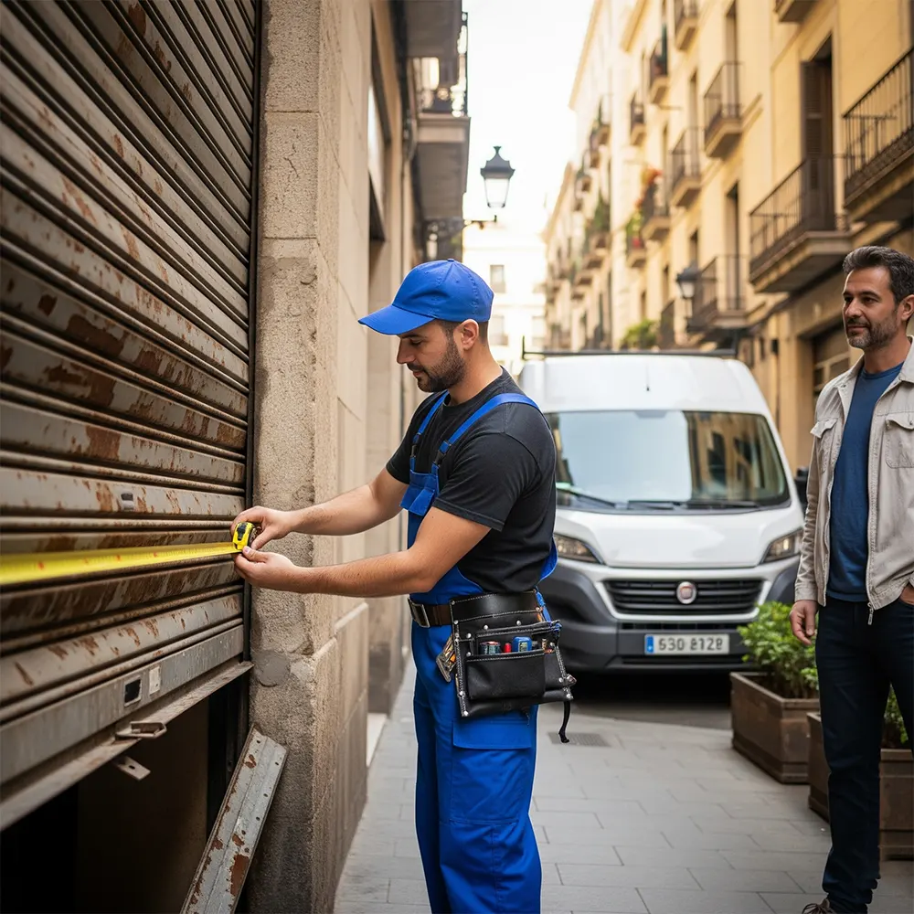 Puerta enrollable industrial Barcelona Persianas Sant Josep reparación nave industrial motor potente carga pesada automatización industrial - Reparación de puertas enrollables Sant Josep